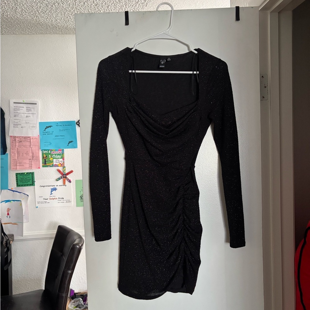 Sparkly Black Long Sleeve Dress